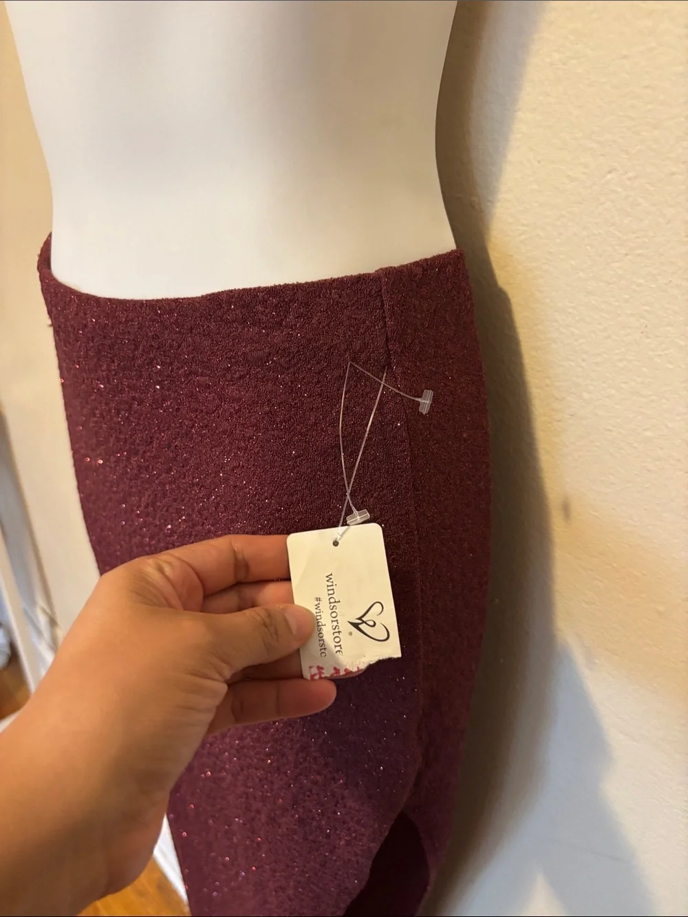 Windsor Sparkle Maxi Skirt in Burgundy